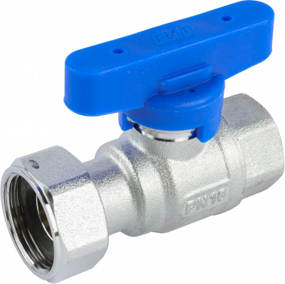 Кран шаровой FAR 1/2", ВР-накидная гайка EPDM, син. бабочка, хром